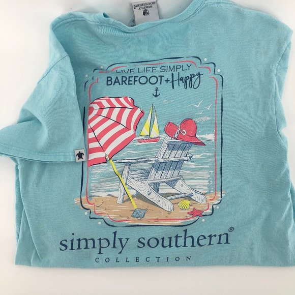 Simply Southern Tops - SIMPLY SOUTHERN Barefoot and Happy Beach Shirt